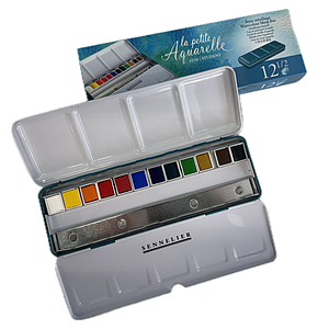 LA PETITE AQUARELLE TRAVEL METAL SET - 12 HALF PANS